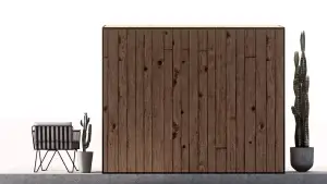 Mise en scène d'une cuisine extérieure "bbq set" vue de dos designée par l'Atelier Perché
